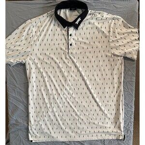 PXG Parsons Extreme Golf Mens Large White & Black Golf Polo Shirt Large “Cactus”